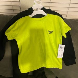Green and black Reeboks kids outfit 3 piece deal jacket shirt and pants size 4t